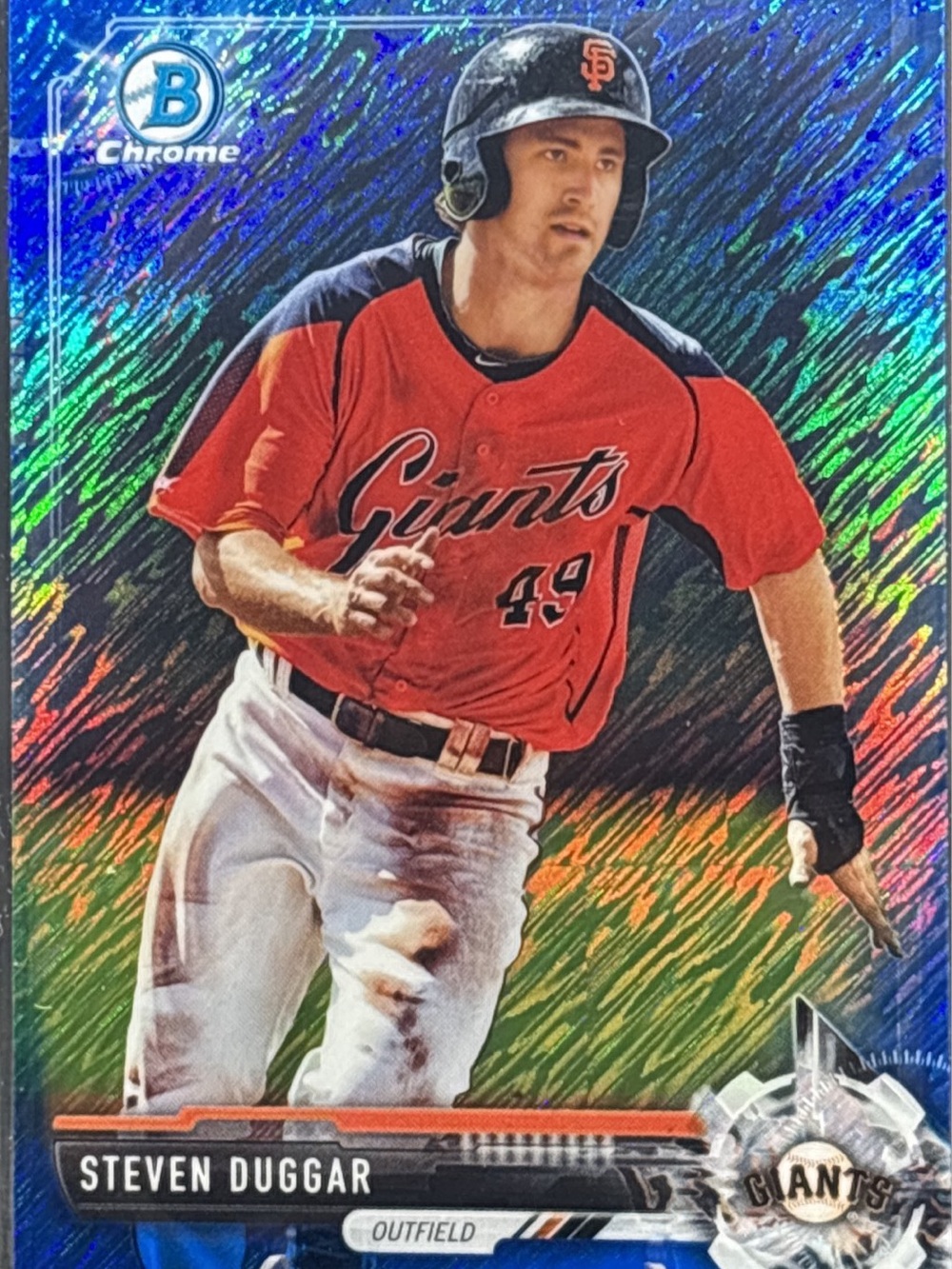 Topps Bowman’s Chrome Steven Duggar Giants Baseball Card LE 07/150